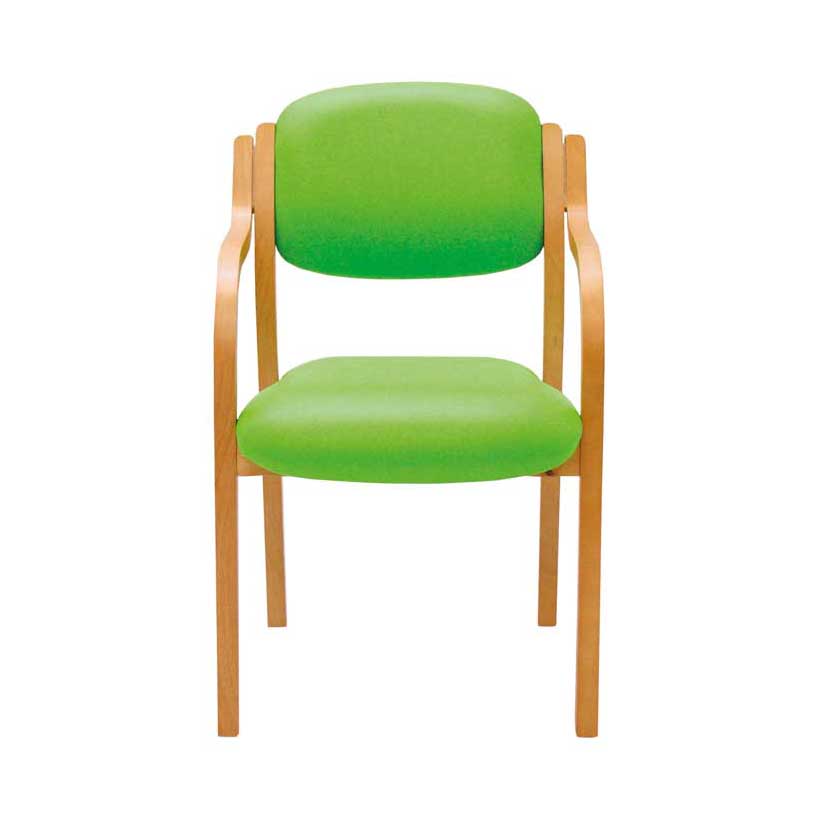 Open Back Wooden Waiting Room Chair with Arms