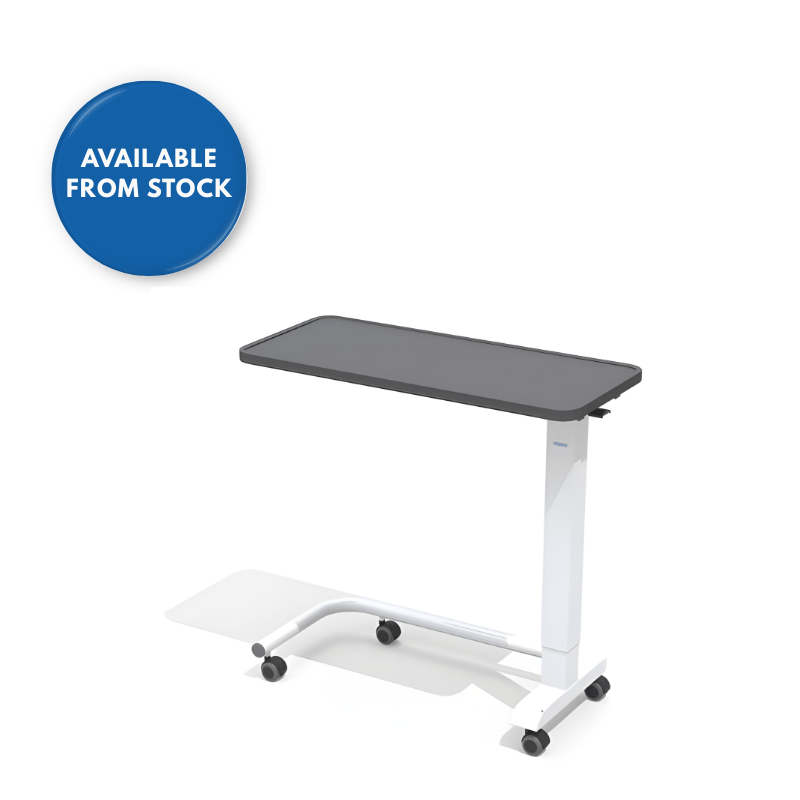 Easy Clean Overbed Table, Single Leg Recessed Top