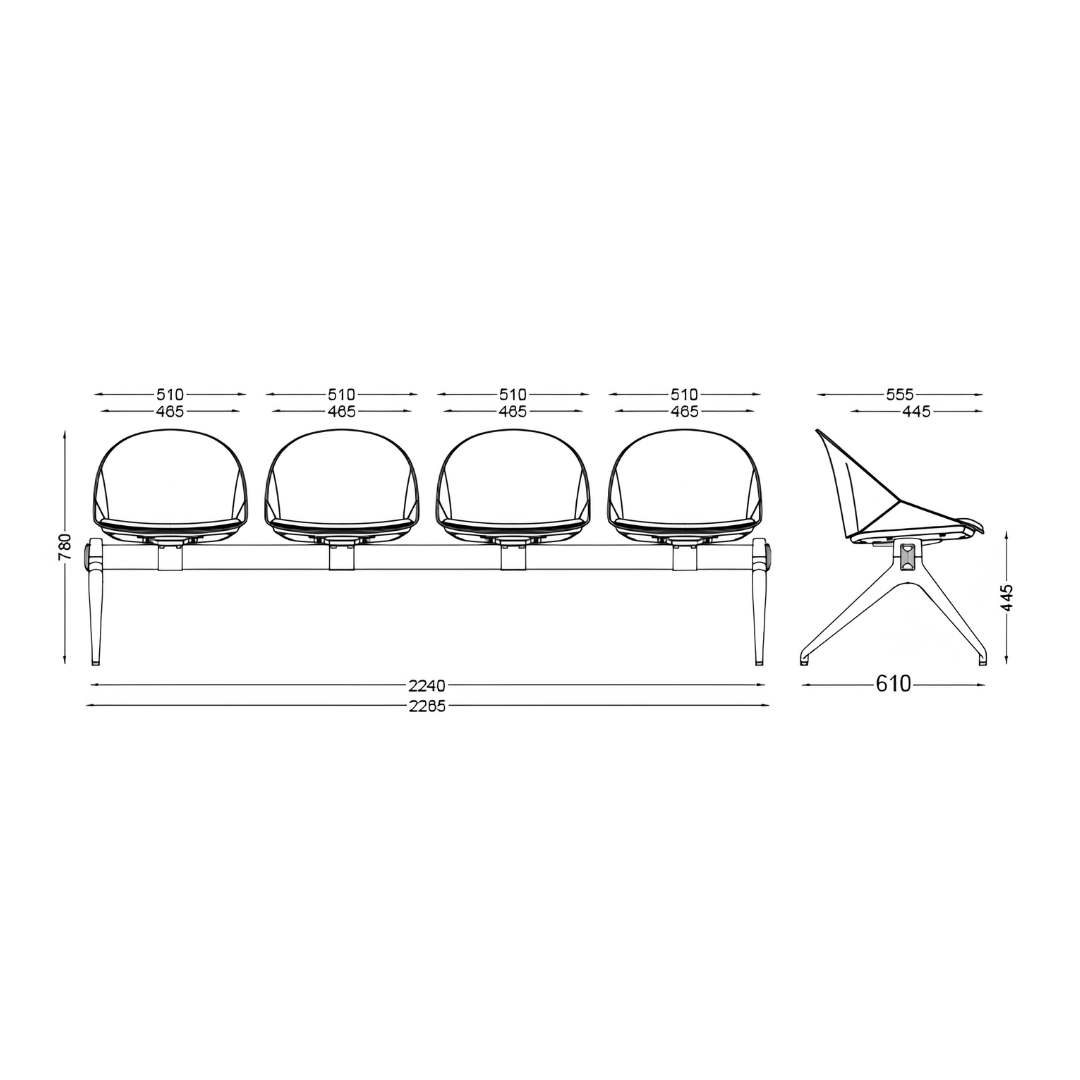 Papilion 4 Seater Beam Seating Dimensions